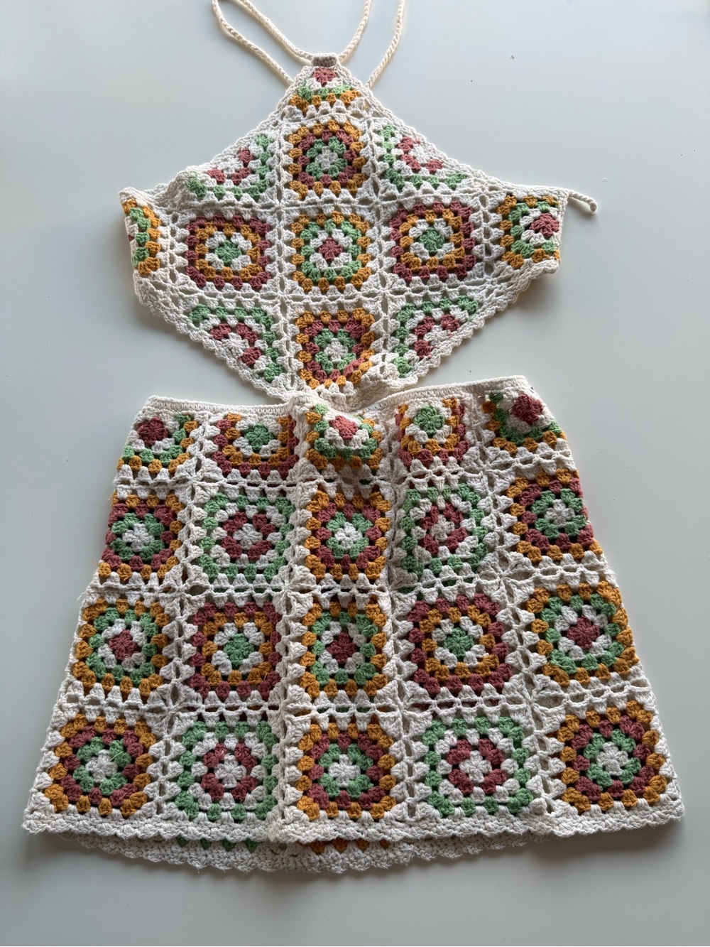 Y2K Forever 21 Crochet Granny Square Mini Dress Size Large